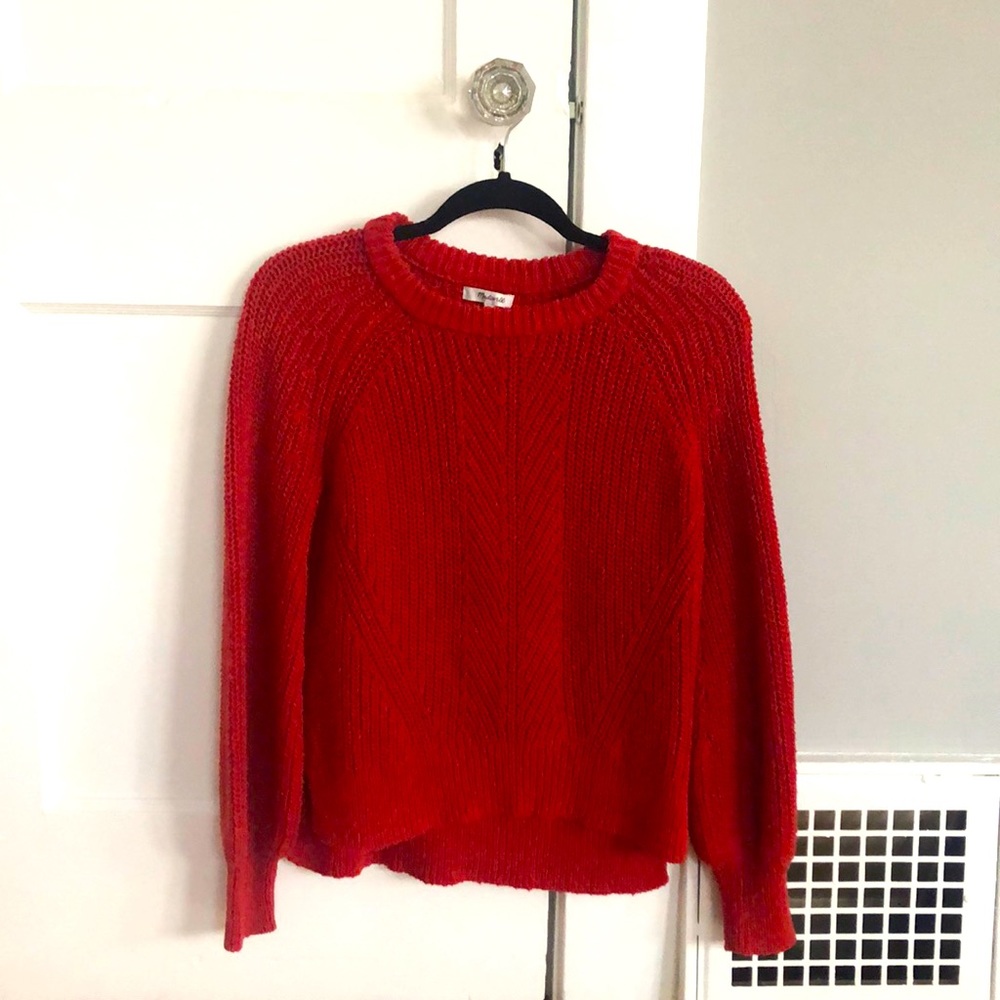 Madewell cable knit balloon sleeve sweater XS
